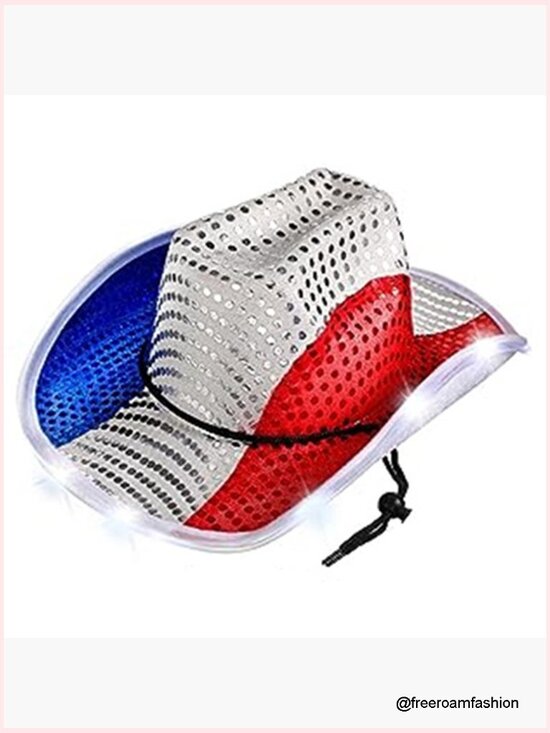 Sparkly Cowboy Hat with US Flag Design for Western Themed Parties main image 5